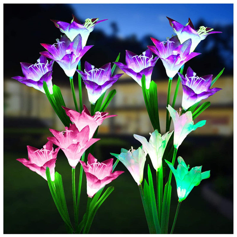 Lumières solaires de fleur de lys lumière solaire de jardin LED lumière de pelouse lumière de paysage lumière de fleur imperméable