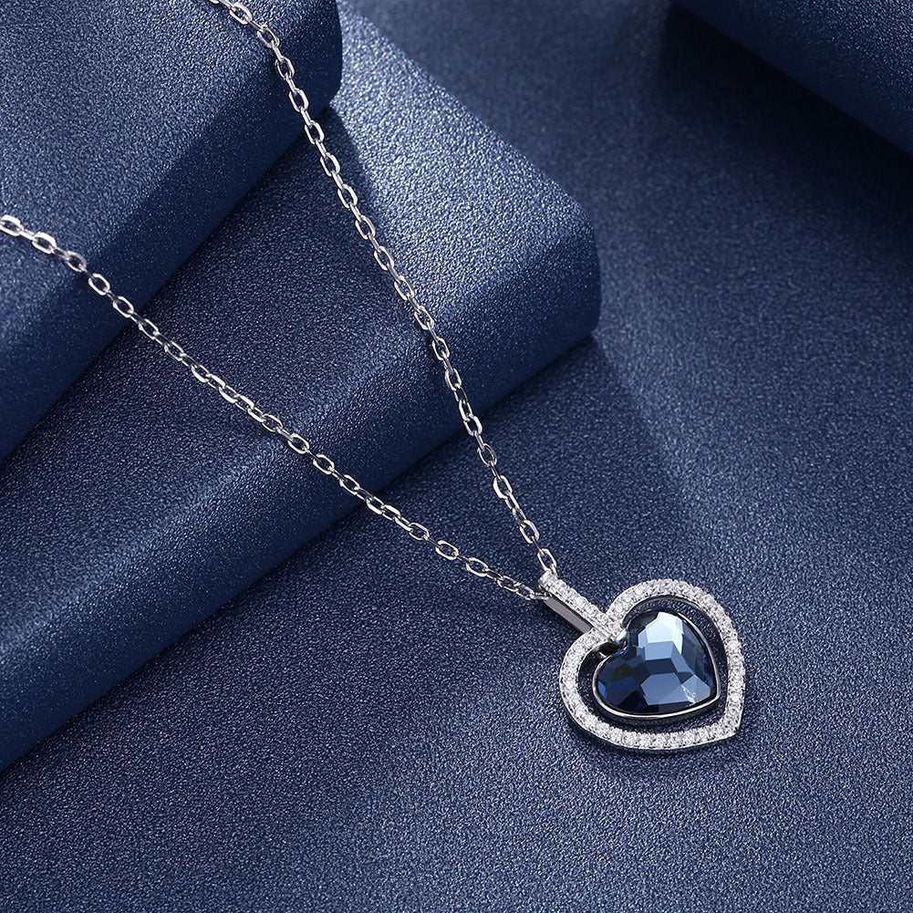 Collier en cristal femme S925 argent Sterling diamant coeur
