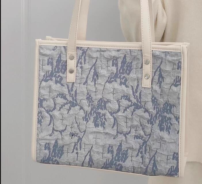 Bolso de viaje de gran capacidad de tela con figuras en azul marino