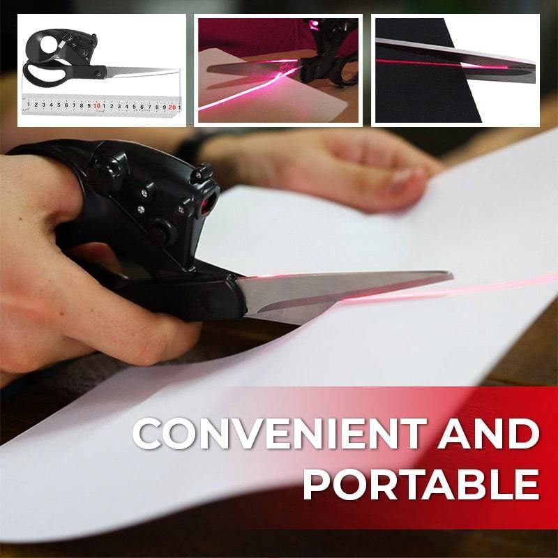 Ciseaux professionnels guidés par Laser, pour l'artisanat à domicile, emballage de cadeaux, couture de tissu, coupe droite et rapide