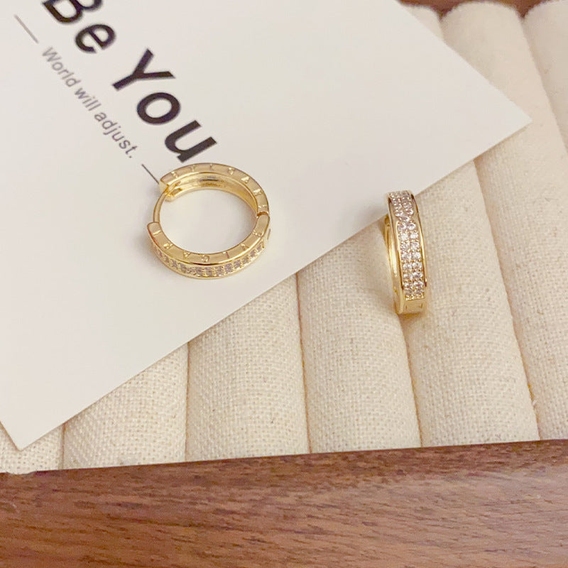 Fashionable All-match Micro-inlaid Ear Clip Niche Design Earrings